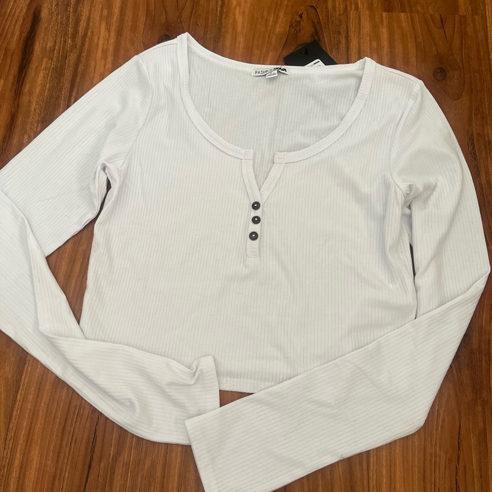 FashionNova Long Sleeve White Top